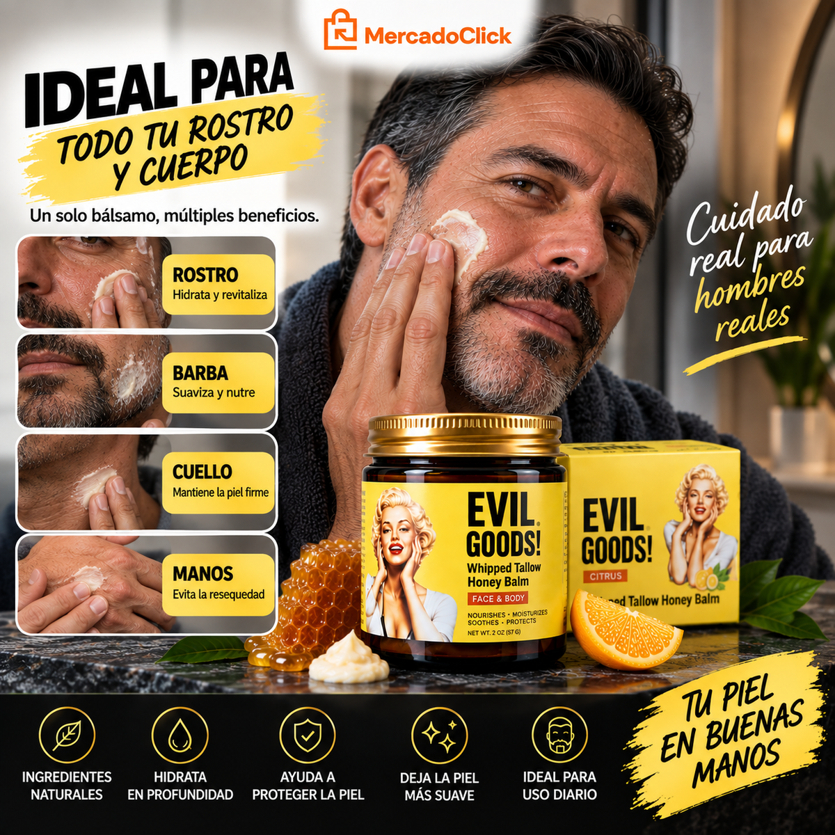 Evil Goods – Bálsamo Nutritivo de Sebo de Res para la Piel