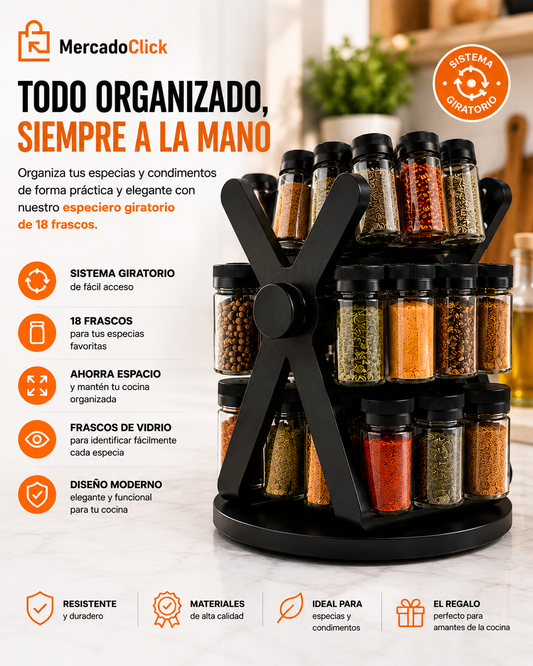 Especiero Giratorio de 18 Frascos